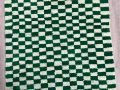 فرش دونده شطرنجی پشم بربر مراکشی سیاه و سفید |  اتسی
