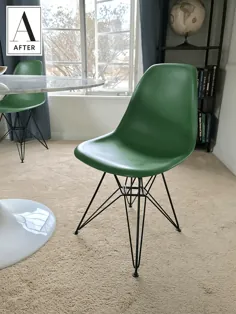 قبل و بعد: صندلی های ناهار خوری به سبک اواسط قرن چراغ "سبز" را برای یک دوره قبل دریافت می کنند