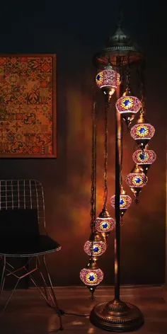 مجموعه ای از چراغ های موزاییکی 9 Globe ، چراغ طبقه ترکی ، چراغ تزئینی Home Nostalgia ، طراحی ویژه Asylove ،