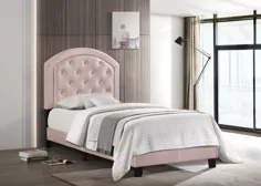 تخت خواب پلت فرم دوقلو Twin Crown Mark Pink Gaby با سر صفحه قابل تنظیم - Walmart.com