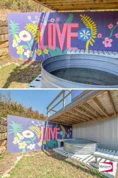 وان آب آشامیدنی فولادی با نقاشی دیواری LOVE در حومه کانزاس
