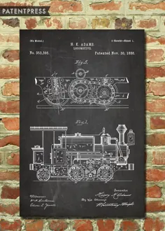 دکور هنری Steam Train ، وال دیواری قطار لوکوموتیو ، اتاق تم قطار ، هنر حمل و نقل ، دکور دیوار اتاق پسرانه ، پوستر هدیه پسرانه P192