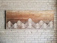 تزیین دیوار دیواری چوبی بازیافت شده ملکه هنر چوبی |  اتسی