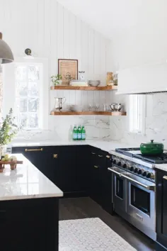 آشپزخانه مدرن خانه سیاه و سفید - زندگی در شهر و کشور