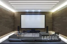 طراحی سقف سینمای خانگی |  سقف کشسان با نور پس زمینه |  سقف های کاذب POP