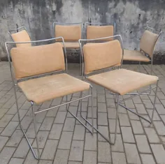 مجموعه ای از 6 صندلی پرنعمت TULU توسط Kazuhide Takahama برای صندلی های غذاخوری Gavina ، Chrome و Velvet ، Ital