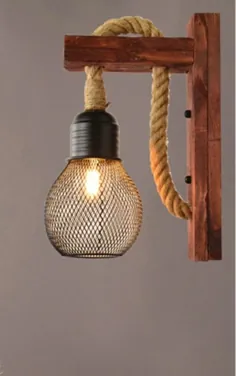 آویز دیواری چوبی طناب طناب لامپ ایده های مدرن diy دیوار لامپ Bedside Vintage Stair Art Home