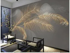 3D طلایی برجسته مدرن پر سفارشی نقاشی دیواری نقاشی دیواری اتاق نشیمن اتاق خواب اتاق تلویزیون زمینه زمینه کاغذ دیواری پوشش دیوار