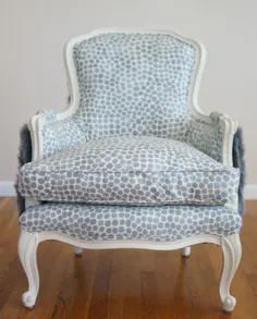 صندلی سبک فرانسوی Vintage Bergere با خز سفارشی |  اتسی