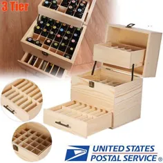 اسانس روغن چوبی جعبه چوبی چند سینی - فروش دارنده جعبه ذخیره سازی 3 ردیف |  eBay