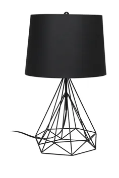 LALIA HOME هندسی سیاه مات لامپ میز سیمی با سایه پارچه ، اندازه یک اندازه - مات سیاه و سفید در رک Nordstrom