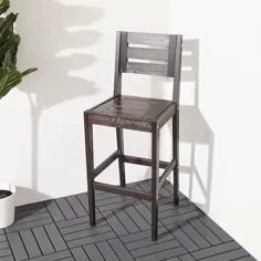 چهارپایه میله ای KLÃ – VEN با پشتی ، فضای باز ، قهوه ای تیره - IKEA