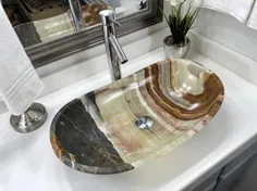 سینک ظرفشویی سنگی Onyx / قایق سینک ظرفشویی حمام سنگ طبیعی مدرن.