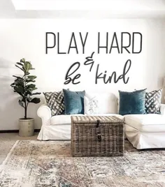 PLAY HARD و مهربان باشید دکور دیوار اتاق بازی تابلوی اتاق |  اتسی