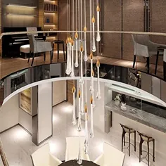 لوکس سبک 60 60 300 سانتی متر دو پله مارپیچ دوش بلند شهاب سنگ بلور لوستر کریستال مدرن هتل ویلا رستوران هنری چراغ LED (رنگ: نور گرم)