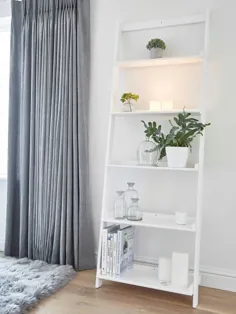 نردبان قفسه چوبی سفید |  قفسه نردبان چوبی |  قفسه های سفید