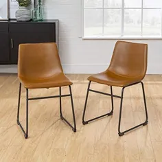 صندلی ناهار خوری بدون چرم واکر ادیسون داگلاس شهری صنعتی مصنوعی ، ست 2 ، قهوه ای نوشیدنی