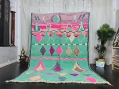 فرش انتزاعی Boujaad ، فرش مراکش ، فرش سبز مراکشی ، فرش دستباف معتبر ، فرش پشم گوسفند ، فرش Berber ، فرش Bohemian ، Tapis Marocain