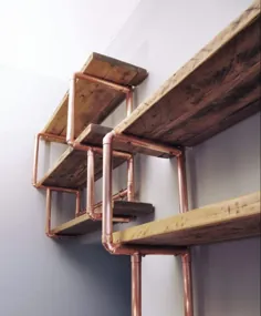 لوله های مسی و قفسه های چوبی بازیافتی - طراحی ریشه های فولادی