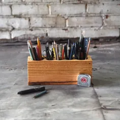 جا مدادی سازنده میز قلم چوبی بزرگ بازیابی شده |  اتسی