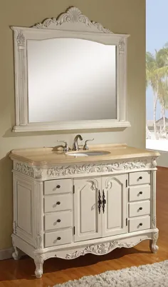 غرور حمام سینک ظرفشویی 48 اینچی با روکش و آینه مرمر خامه ای - مورد 4348-2pc برای فروش آنلاین |  eBay