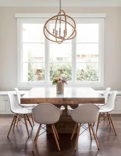 میز ناهار خوری مربعی شکل با لوستر طناب - معاصر - اتاق ناهار خوری