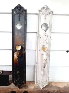 صفحات درب آنتیک با دسته های سخت افزاری جفت سخت قفل مجموعه - 2 قطعه Corbin ، بلند 19 "x 3" ، تزئینی ویکتوریا