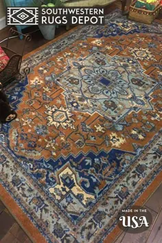 فرش آبی به سبک ایرانی فرش به سبک ایرانی فرش فرش ایرانی |  اتسی