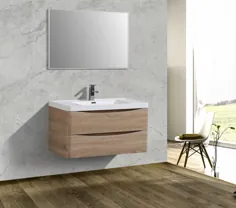بهترین معامله - Eviva Smile 36 "White Oak Sean Bathroom Modern Bathroom With White Acrylic Sink EVVN900-36WHOK-WM