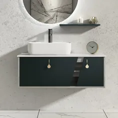 دستمال توالت حمام خاکستری و سبز خاکستری 23.6 "با کشش طلای مخزن سنگ مرمر بالا