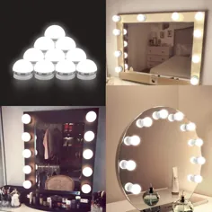 کیت چراغ های خنک و خنک Coolmade لامپ های آرایشی سبک هالیوودی با برچسب های متصل به دیوار حمام یا آینه های میز آرایشی ، دارای سوئیچ و شمع روشن ، نور روز ، آینه - Walmart.com