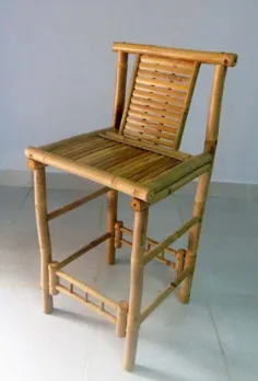 مجموعه ای از 2 قطعه ، صندلی بار Bamboo Tiki Bar با پشتی ، 18 "W x 45" H