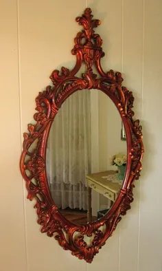 آینه بزرگ بیضی دیواری مینی صفحه طلایی Vintage Turner Mirror Victorian Mirror Hollywood Regency