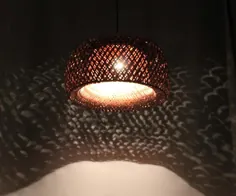 چراغ های آویز بامبو به شکل کلاه قهوه ای - چراغ آویز بامبو - لوستر - روشنایی خانگی و میله ای - صنایع دستی بامبو - وسایل روشنایی -110V-240V