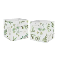 سطل ذخیره سازی پارچه تاشو مجموعه گلهای گلدان - سبز و سفید Boho Watercolor Botanical Woodland Tropical Garden (سبز / سفید) ، جوجو شیرین