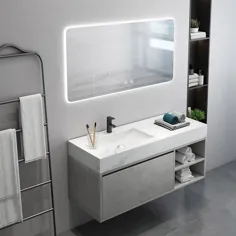 غرور حمام شناور 47 "با کابینت غرور دیواری بالایی تک ظرفشویی غرور با ظرفشویی زیر ظرفشویی