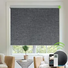 پرده های اتوماتیک Yoolax Blinds Blackout Fabric سایه خودکار کنترل از راه دور پرده های پنجره تاریک اتاق (خاکستری تیره)