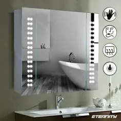 کابینت آینه حمام چراغدار با حسگر لمسی سوکت ریش تراش |  eBay