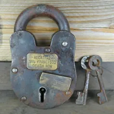 قفل و کلیدهای چدنی Alcatraz San Francisco Death Row 3 "x 5" ، پایان عتیقه
