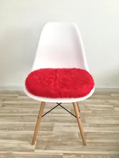 بالشتک صندلی به رنگ قرمز برای صندلی Eames - بالشتک صندلی مخمل خواب دار بلند - با زیپ - Eames pad - بالشتک - صندلی - بالش - صندلی - Eames