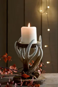 نگهدارنده شمع ستون بعدی شاخ گوزنی - قهوه ای