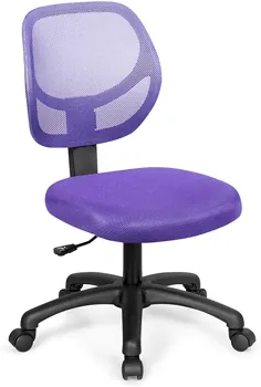صندلی میز Giantex ، صندلی قابل تنظیم کمر دفتر خانگی با روکش مش ، صندلی میز کار چرخاننده کار کامپیوتر ، صندلی اداری کوچک بدون بازو و چرخدار برای کودکان دانش آموز بزرگسالان بزرگسال (بنفش)