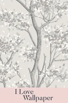 I LOVE WALLPAPER Meadow Floral Trail Wallpaper خاکستری