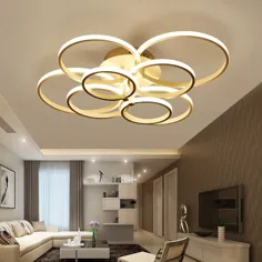چراغ های سقفی مدرن چراغ سقفی LED برای اتاق نشیمن اتاق خواب قهوه سفید رنگ سطح نصب شده چراغ های گرد از راه دور