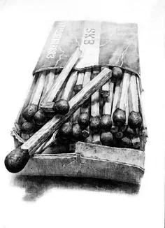 جعبه کبریت در نقاشی سیاه قلم