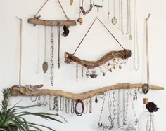 برگزار کننده جواهرات Driftwood - ساخته شده به سفارش آویزهای جواهرات - صفحه نمایش جواهرات ذخیره سازی فضای کوچک Driftwood - Boho Decor