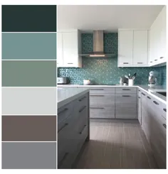 کابینت آشپزخانه خاکستری رنگ دیوار