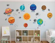 سیستم خورشیدی سیاره دیواری وال عکس برگردان دیواری دیوار خورشید |  اتسی