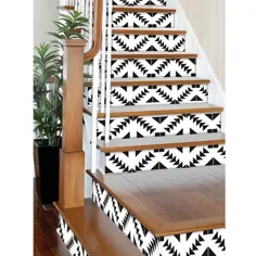 تابلوچسبها Stair Riser - کاغذ دیواری کاشی برآمدگی Stair Riser - بسته زیگزاگ 6 تایی سیاه - نوارهای دکلره ای Peel & Stick Stair Riser - 48 "طول