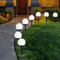 چراغ خورشیدی Otdair Outdoor، 8 Pack Solar LED Globe Powered Garden Light Waterproof for Yard Patio Walkway Landscape In-Ground Spike Pathway Cool White